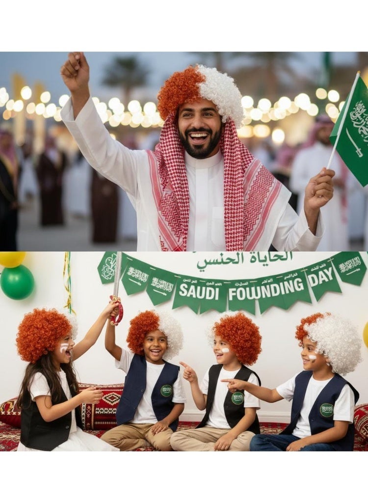 Saudi Founding Day Celebration Wig – Heritage‑Inspired Curly Costume Hairpiece in Dual‑Tone Traditional Colors for Cultural Events, National Day Outfits, and Festive Performances.” - Image 2